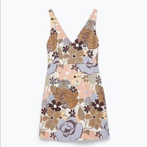 Zara jacquard dress floral print mini dress size M